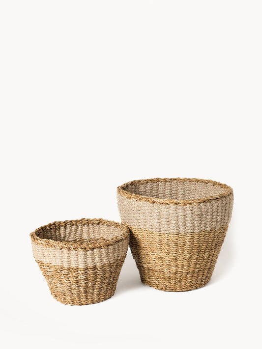 Sustainable Savar Planter - handwoven from natural seagrass and soft jute yarn