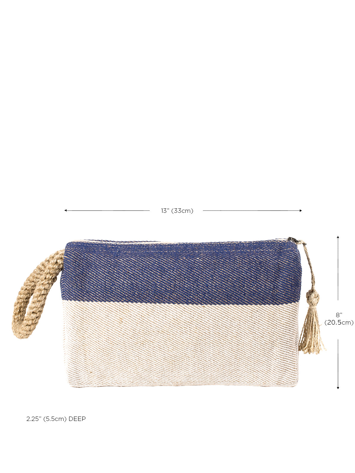 Block A Clutch - Blue - made from jute-cotton fabric