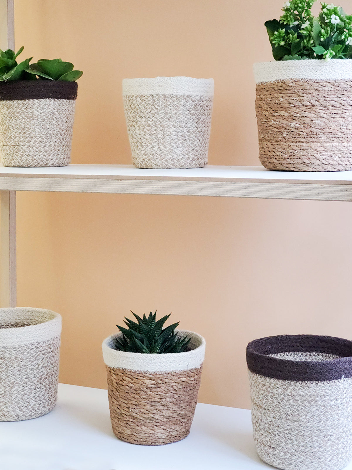 Agora Plant Basket - Brown - sturdy planter woven from soft jute yarn