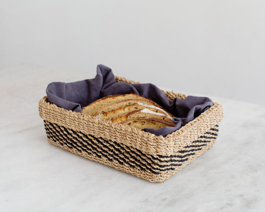 Woven Catchall Storage Tray | Stripe Noir