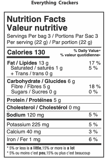 Organic Keto 'Everything' Flax Crackers - Case of 6 x 66g Packs