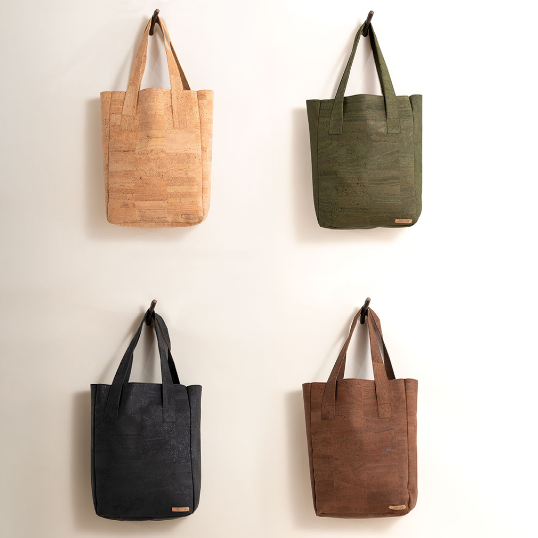 Farmers Market Tote Bag made of Cork - Natural, Sustainable, Vegan, Biodegradable