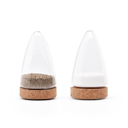 Salt and Pepper Shaker, constructed from glass and cork - set of 2