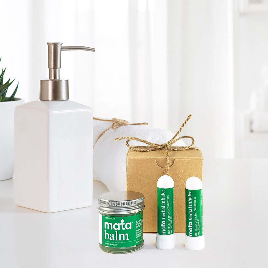 Mata Wellness Gift Set - massage and healing balm, sun-dried herbal nasal inhalers