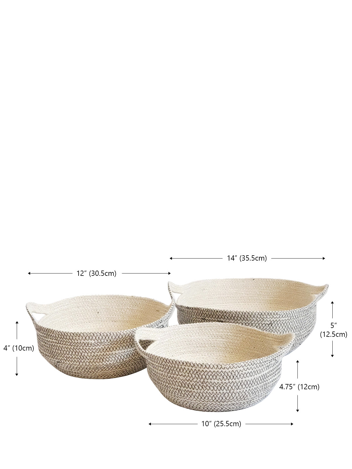 Amari Fruit Bowl - Black - Handwoven and color stitched with jute