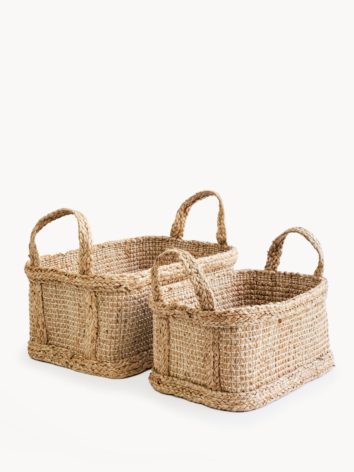 Bono Rectangular Storage Basket - handwoven with thick braided jute