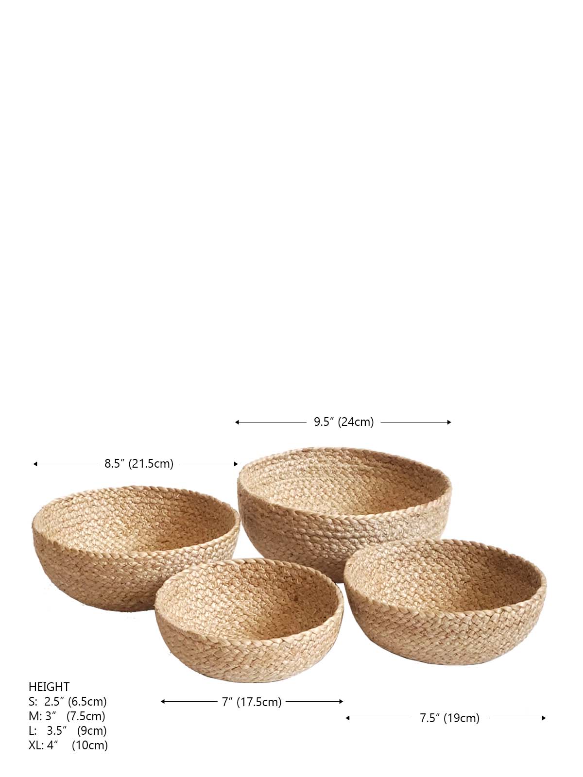 Kata Candy Bowl - Natural (Set of 4) - 100% natural raw jute - hand-dyed with natural color dye