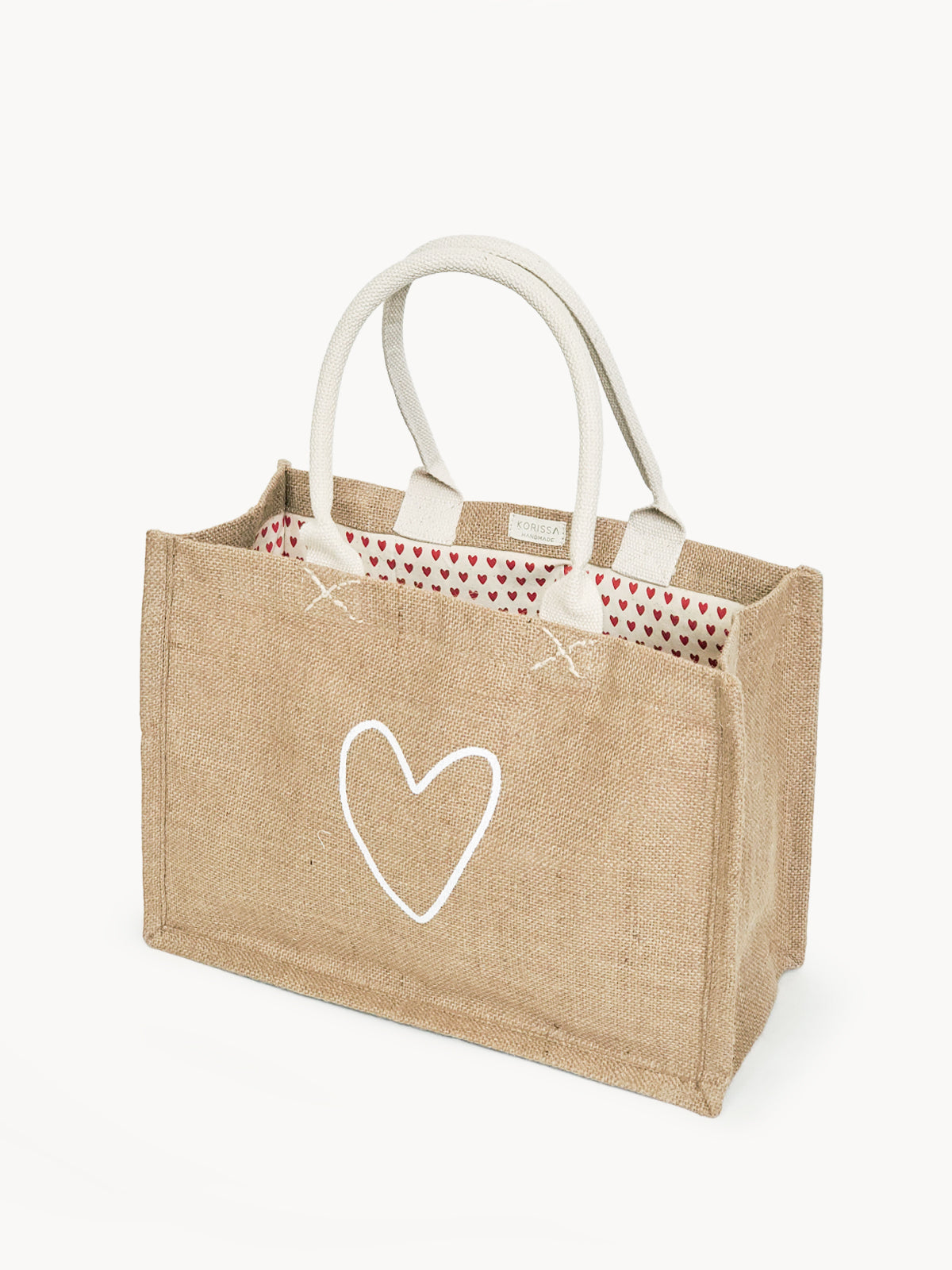 Jute Canvas Shopping Bag - Love -Reduce, Reuse, Repurpose