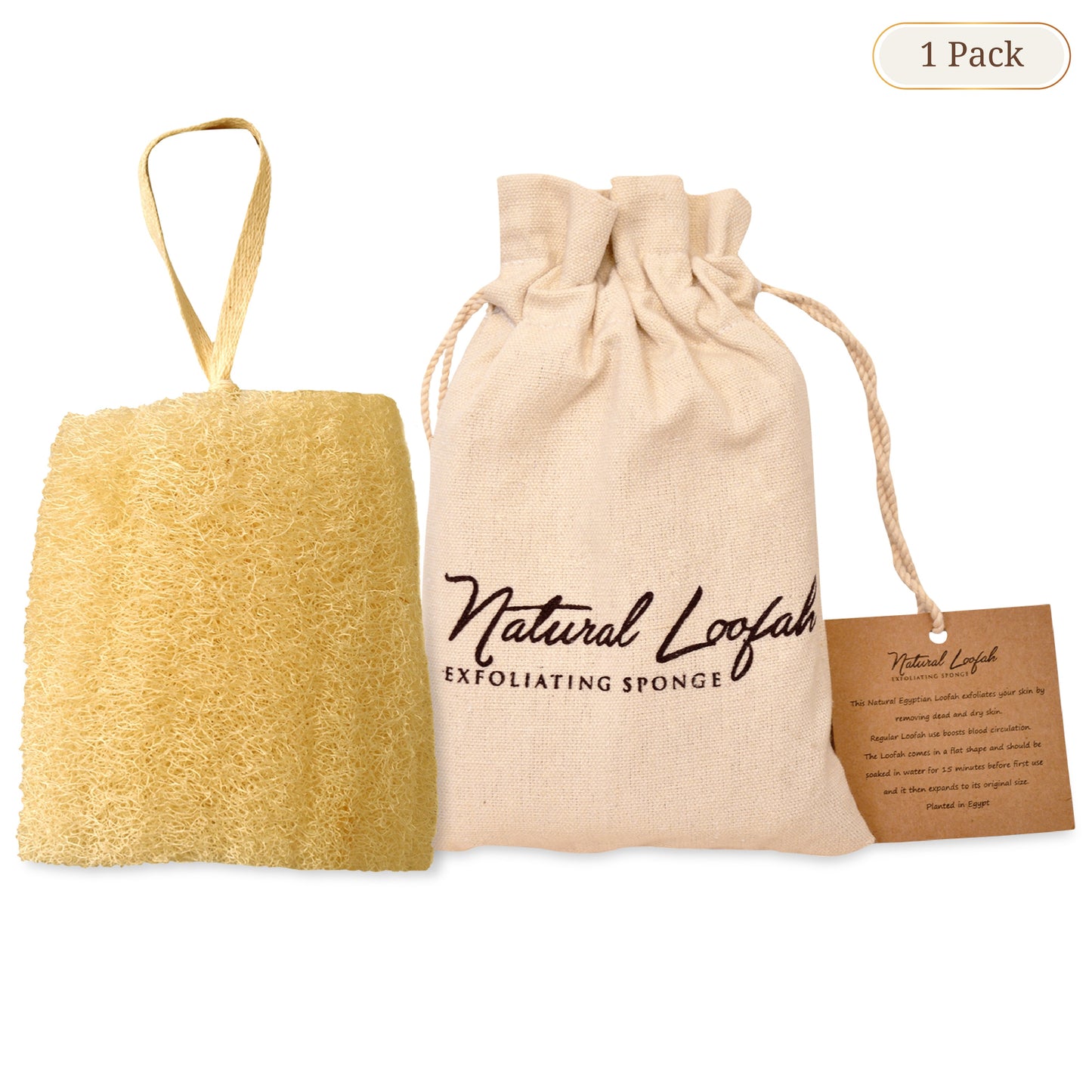 Set of 3 Real Egyptian Exfoliating Loofa Scrubber Sponges - Eco Friendly, No Toxic Chemicals, 6" x 6"