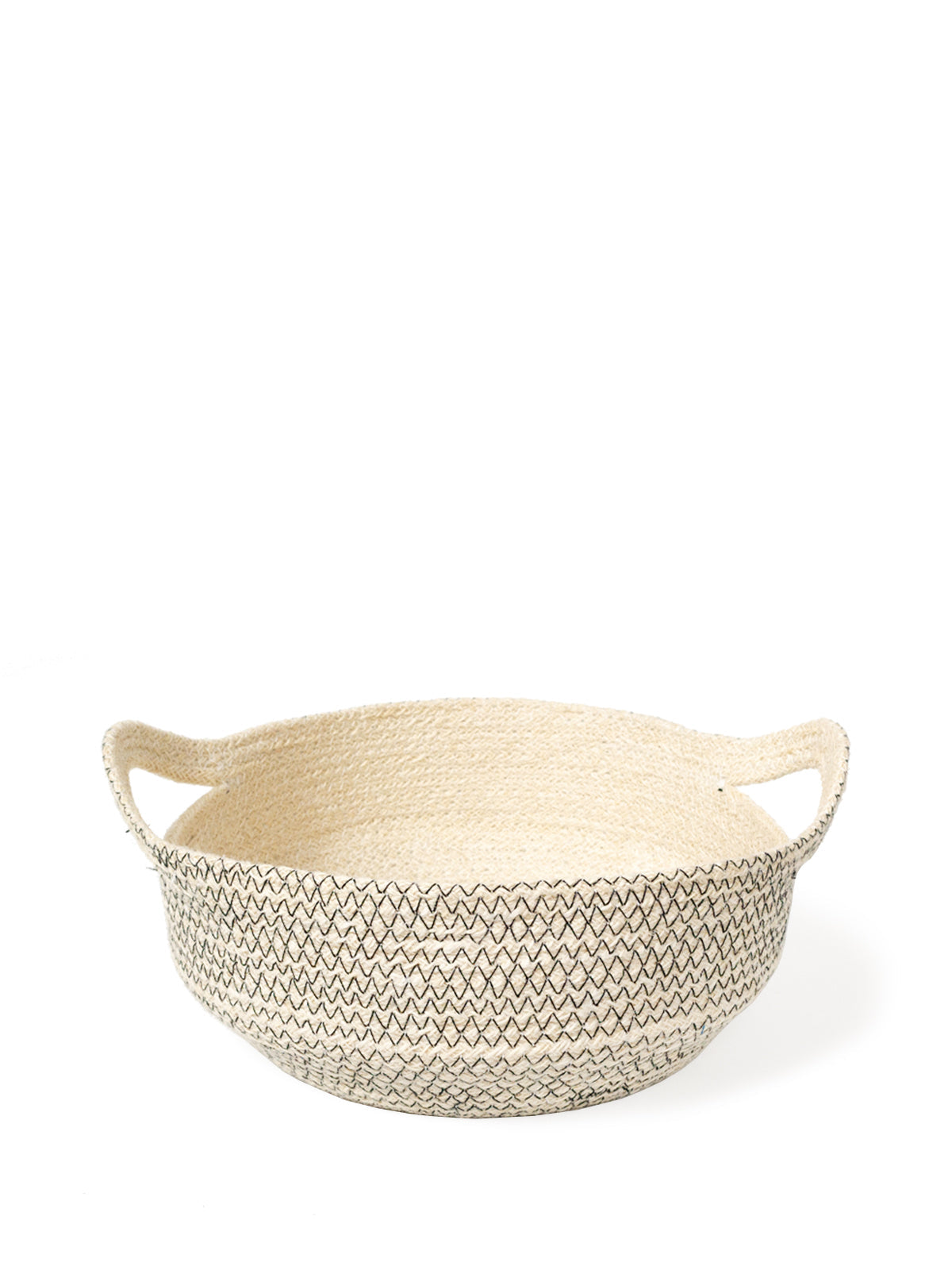 Amari Fruit Bowl - Black - Handwoven and color stitched with jute