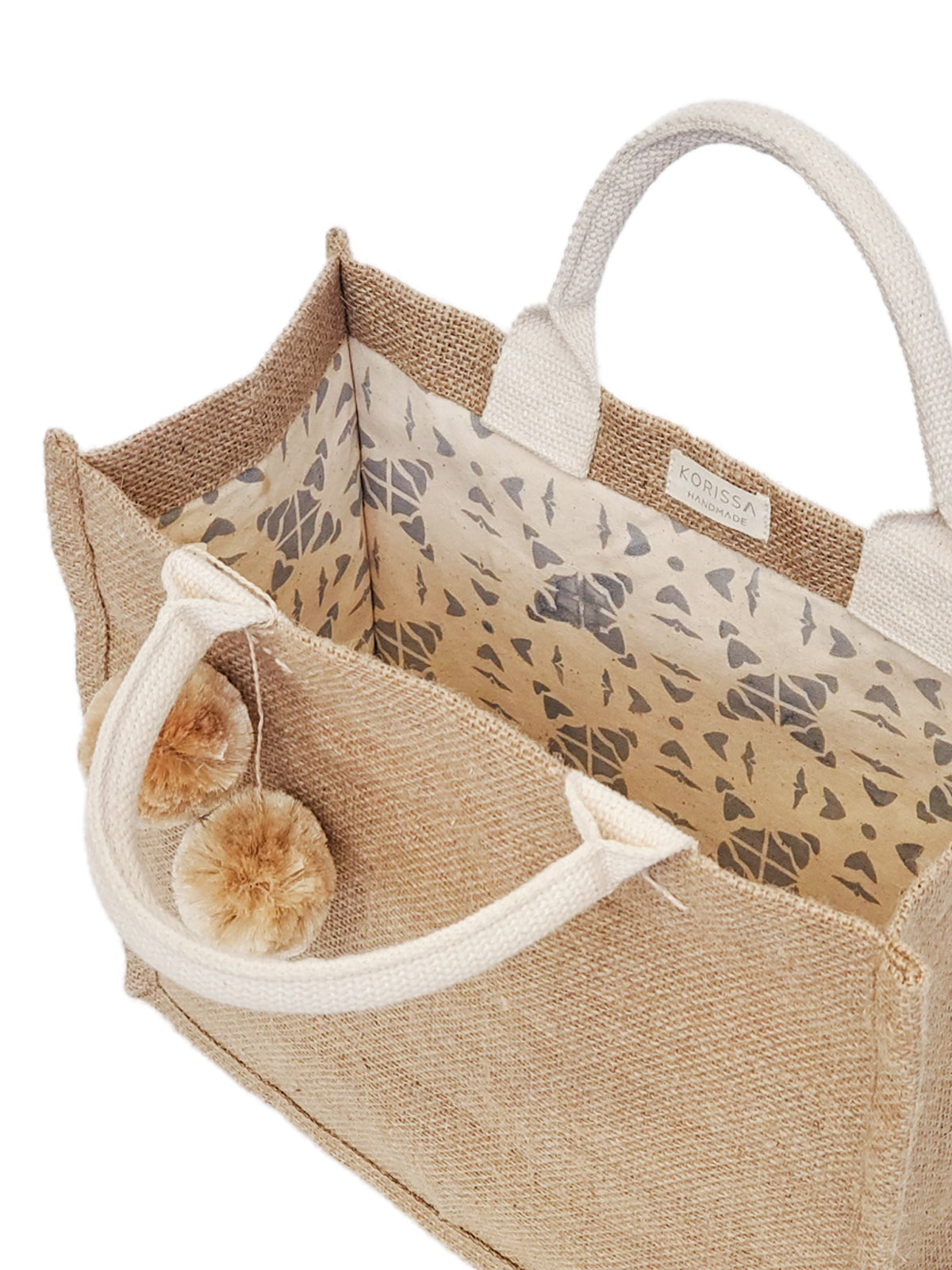 Reusable Jute Canvas Gift Bag With Pompom