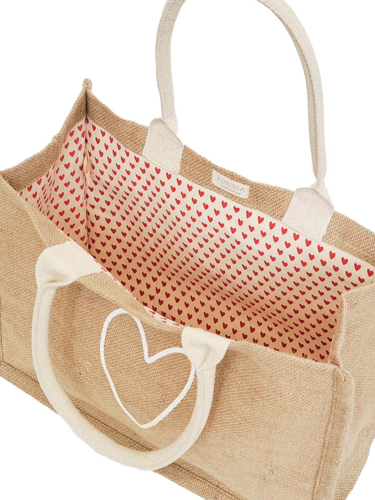 Jute Canvas Shopping Bag - Love -Reduce, Reuse, Repurpose