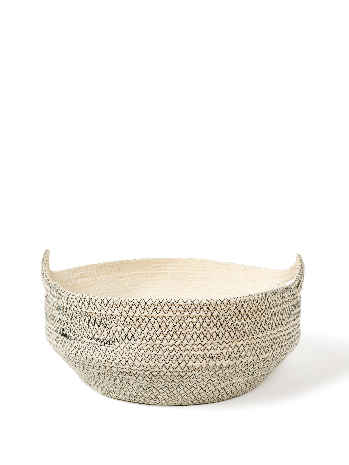 Amari Fruit Bowl - Black - Handwoven and color stitched with jute