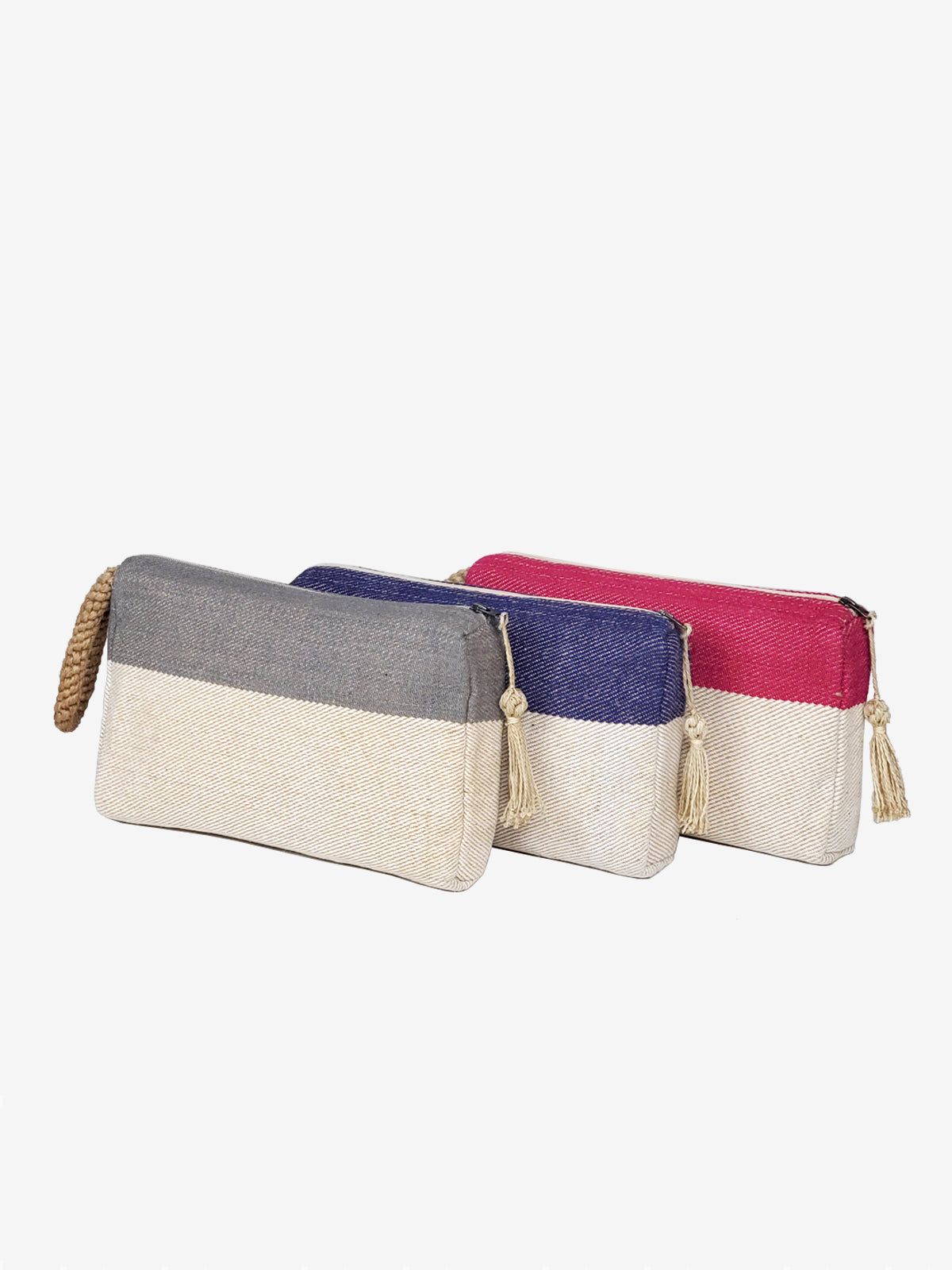 Block A Clutch - Gray - Handmade, Sustainable, made from jute-cotton fabric