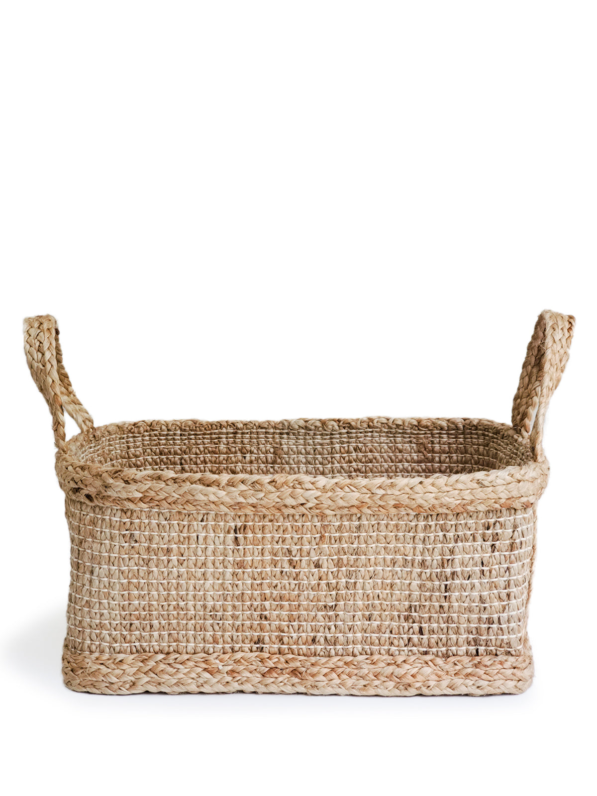 Bono Rectangular Storage Basket - handwoven with thick braided jute