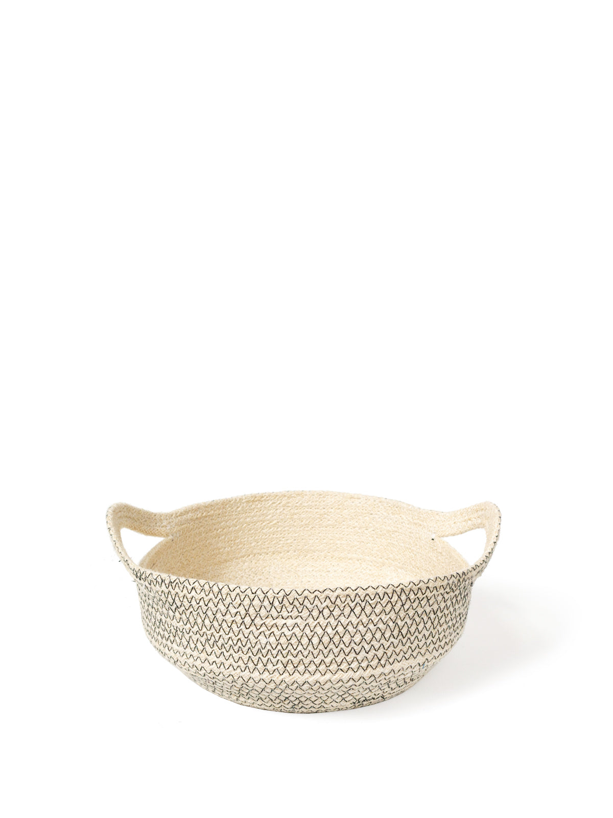 Amari Fruit Bowl - Black - Handwoven and color stitched with jute