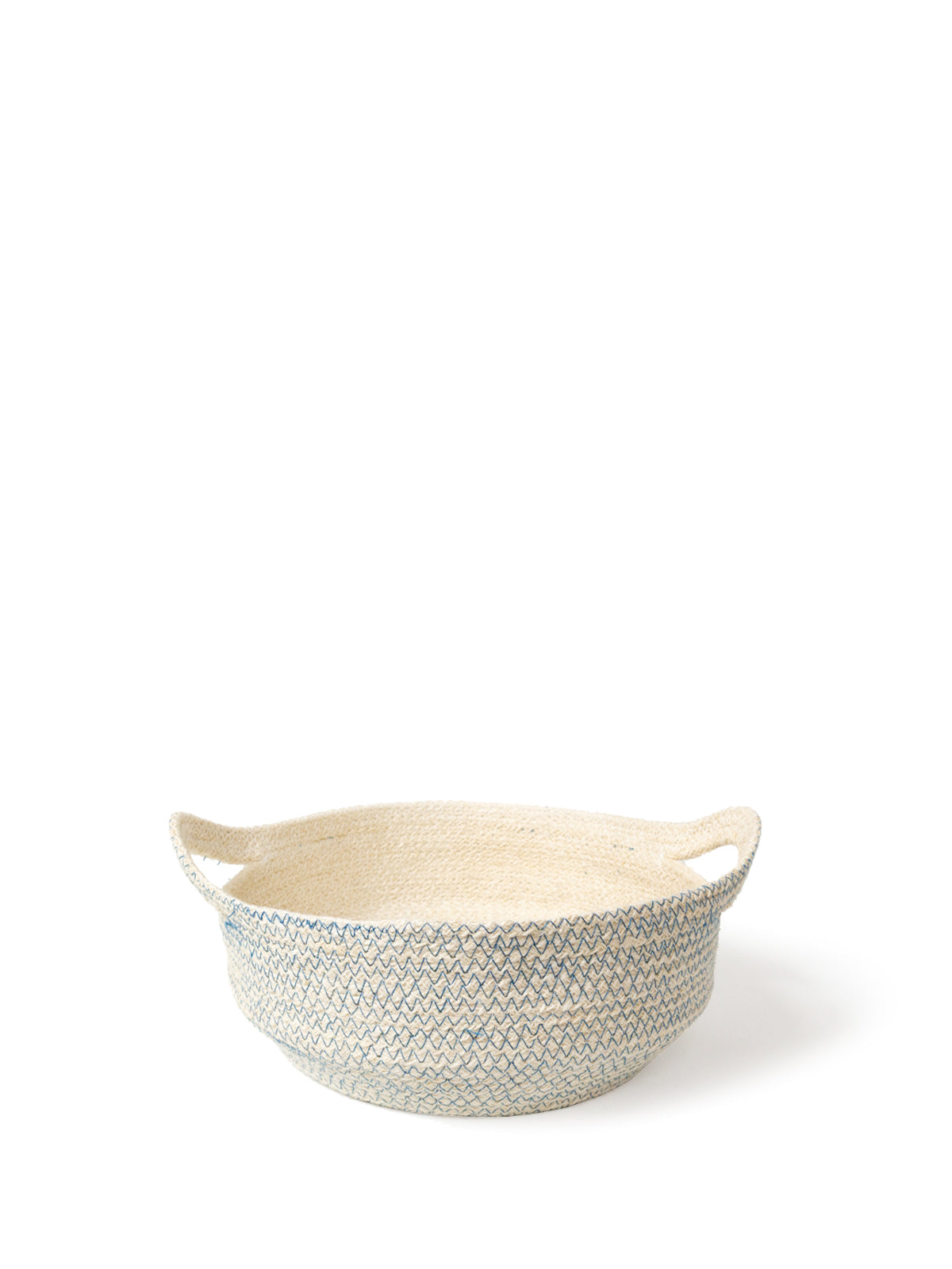 Amari Fruit Bowl - Blue - Handwoven and color stitched with jute