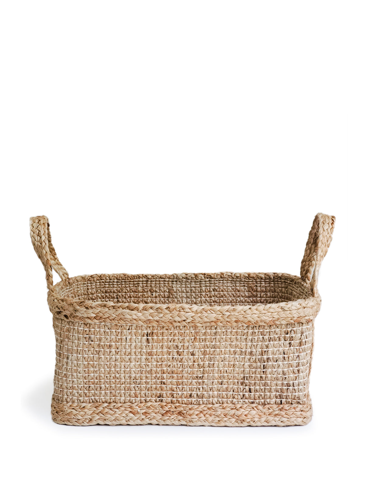 Bono Rectangular Storage Basket - handwoven with thick braided jute