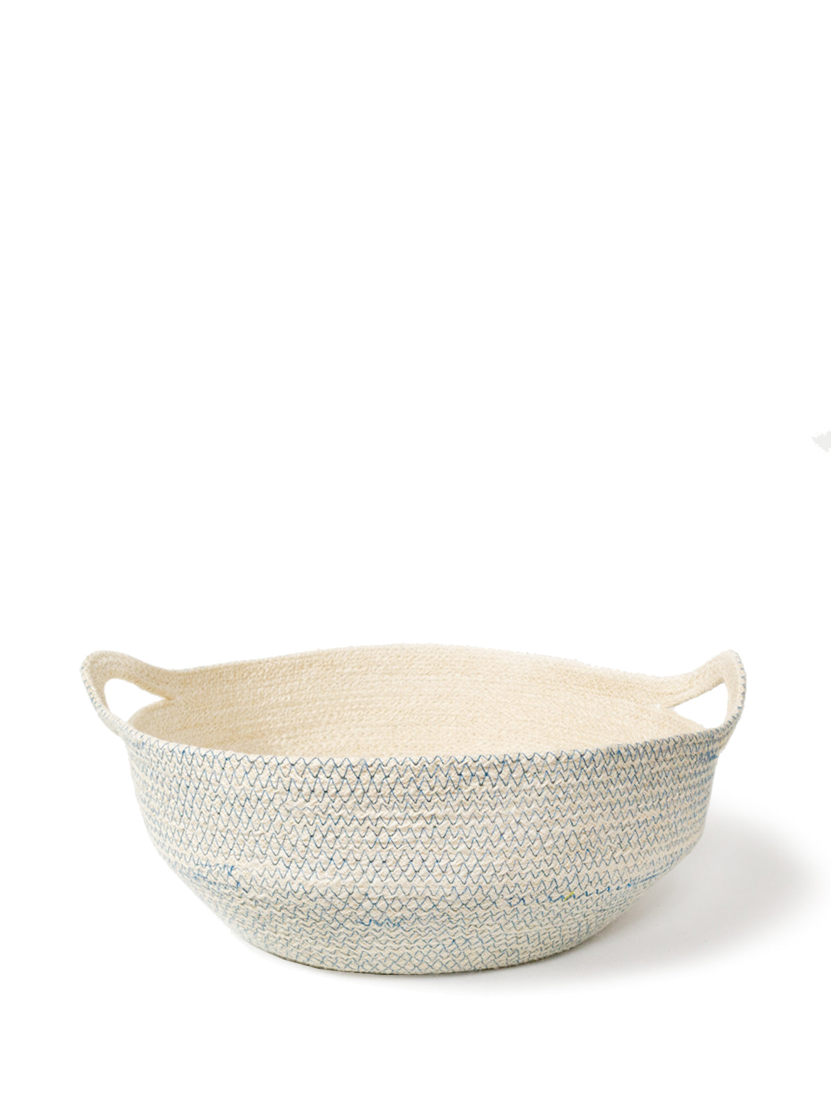 Amari Fruit Bowl - Blue - Handwoven and color stitched with jute