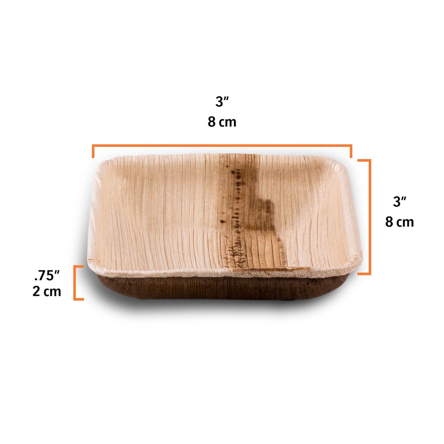 Palm Leaf Square Bowl 3.5" Inch - 3oz Mini (25 count) - sustainable eco friendly