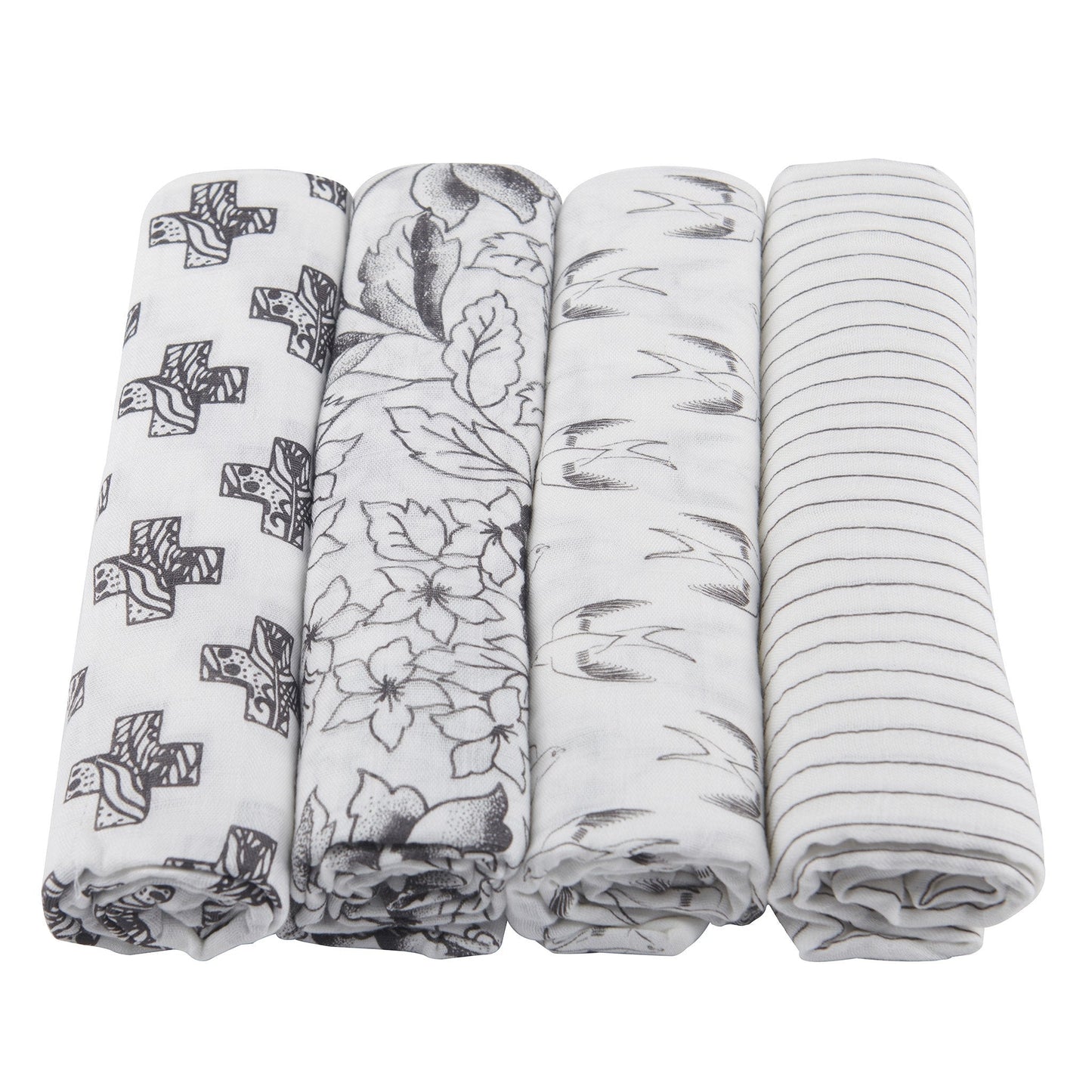 Monochrome Bamboo Muslin Swaddle 4PK