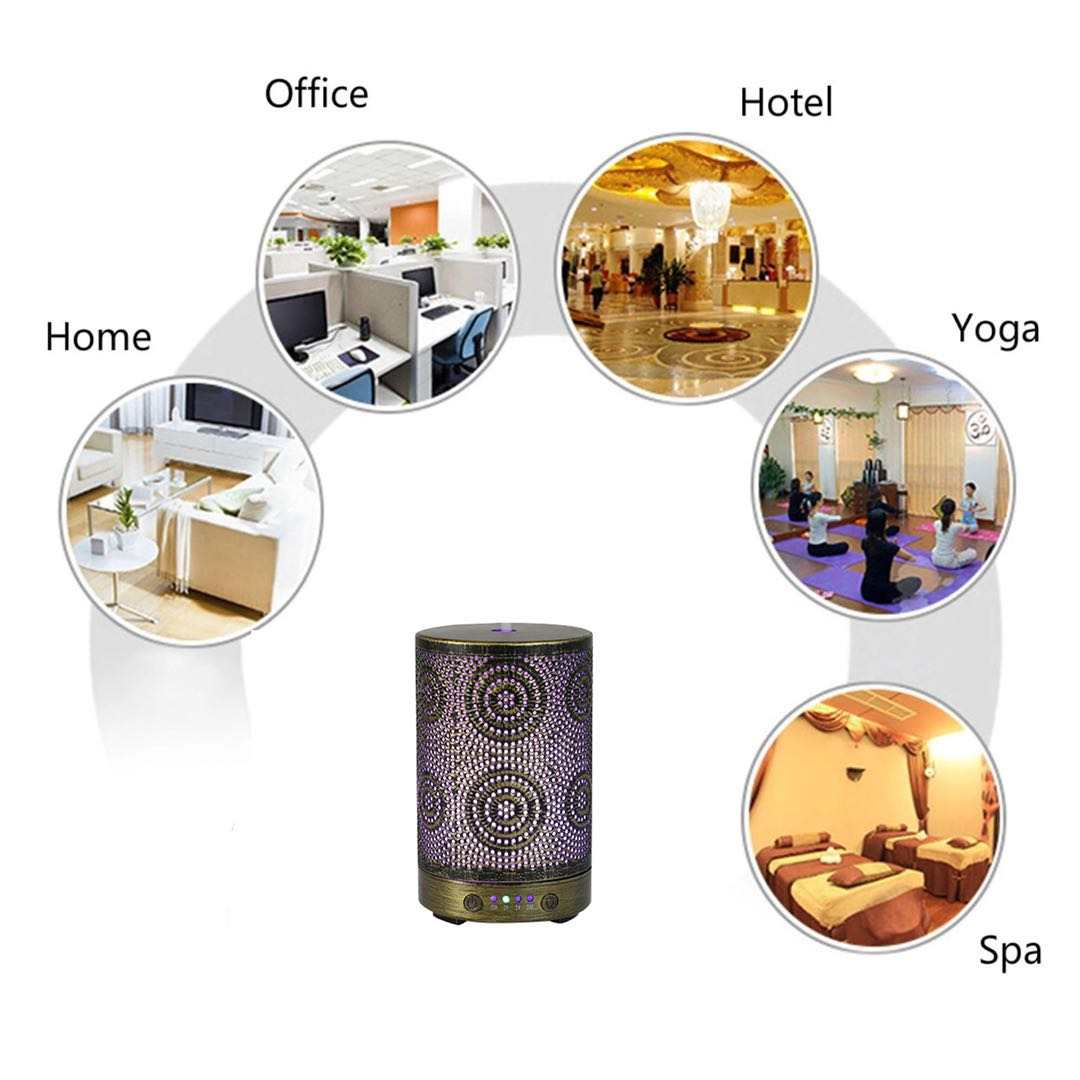 Elegant Bronze Color Changing Oil Diffuser Ultrasonic Technology