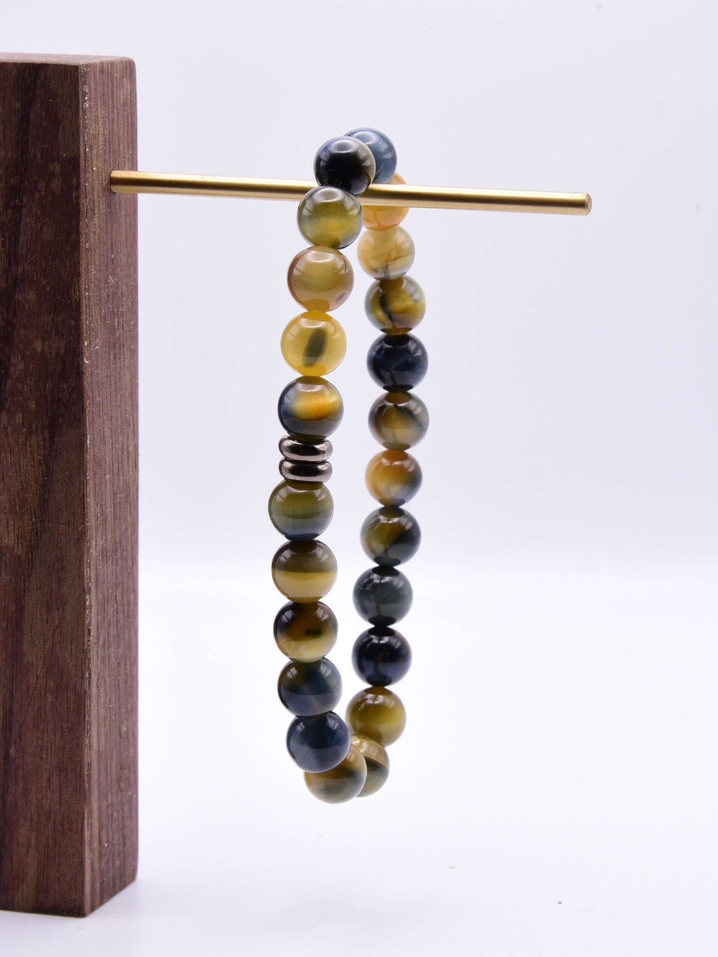 Blue and Blonde Tiger Eye Bead Bracelet