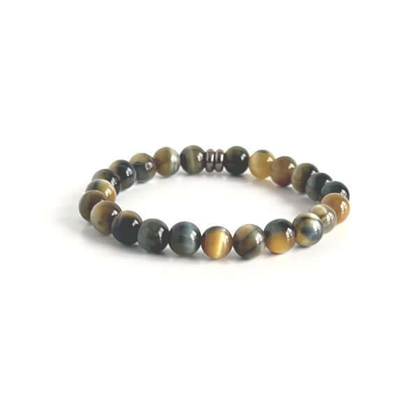 Blue and Blonde Tiger Eye Bead Bracelet