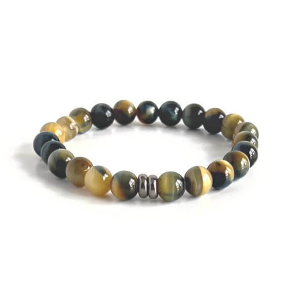 Blue and Blonde Tiger Eye Bead Bracelet