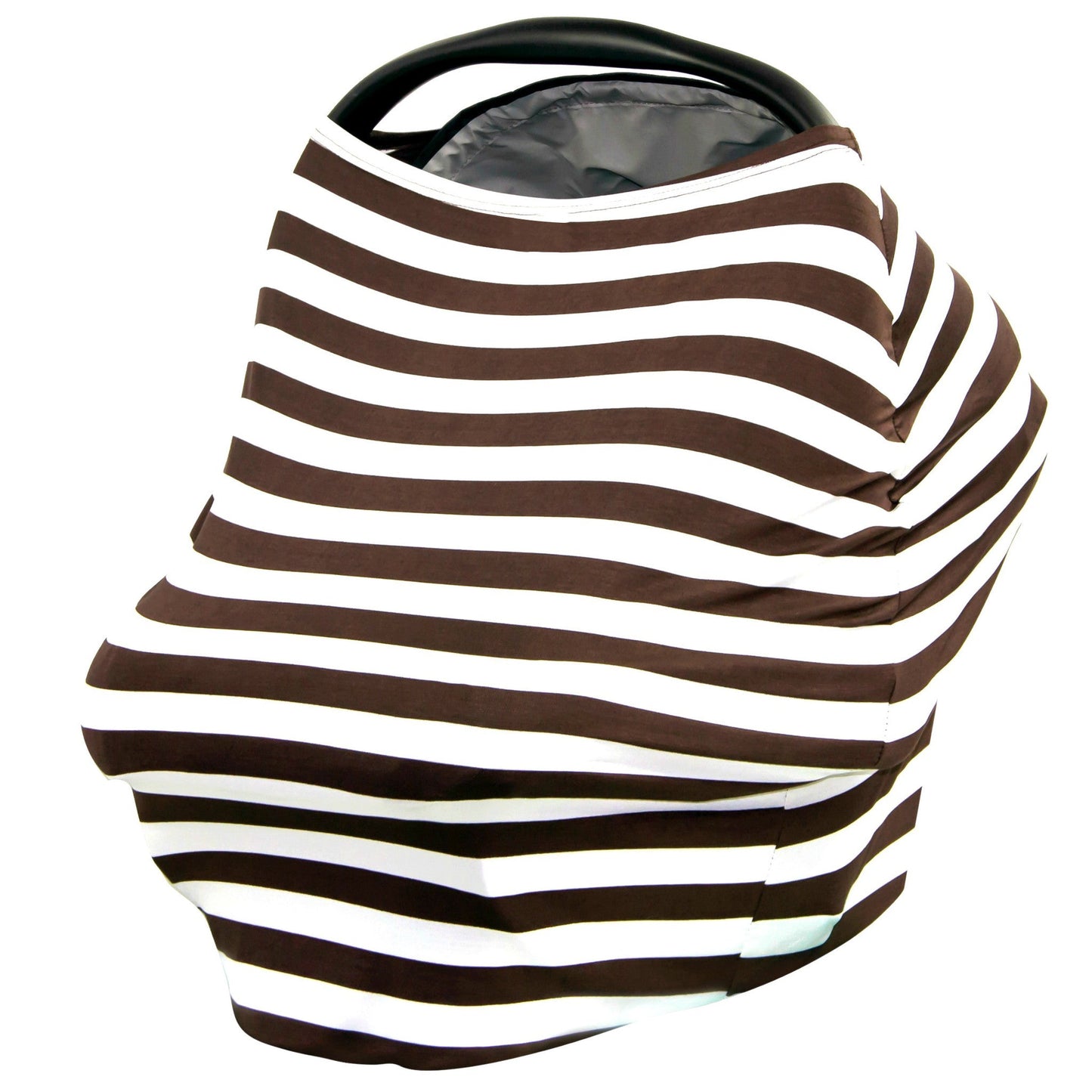 Car Seat Cover, Stroller Cover, Breastfeeding Cover - BROWN & WHITE STRIPE