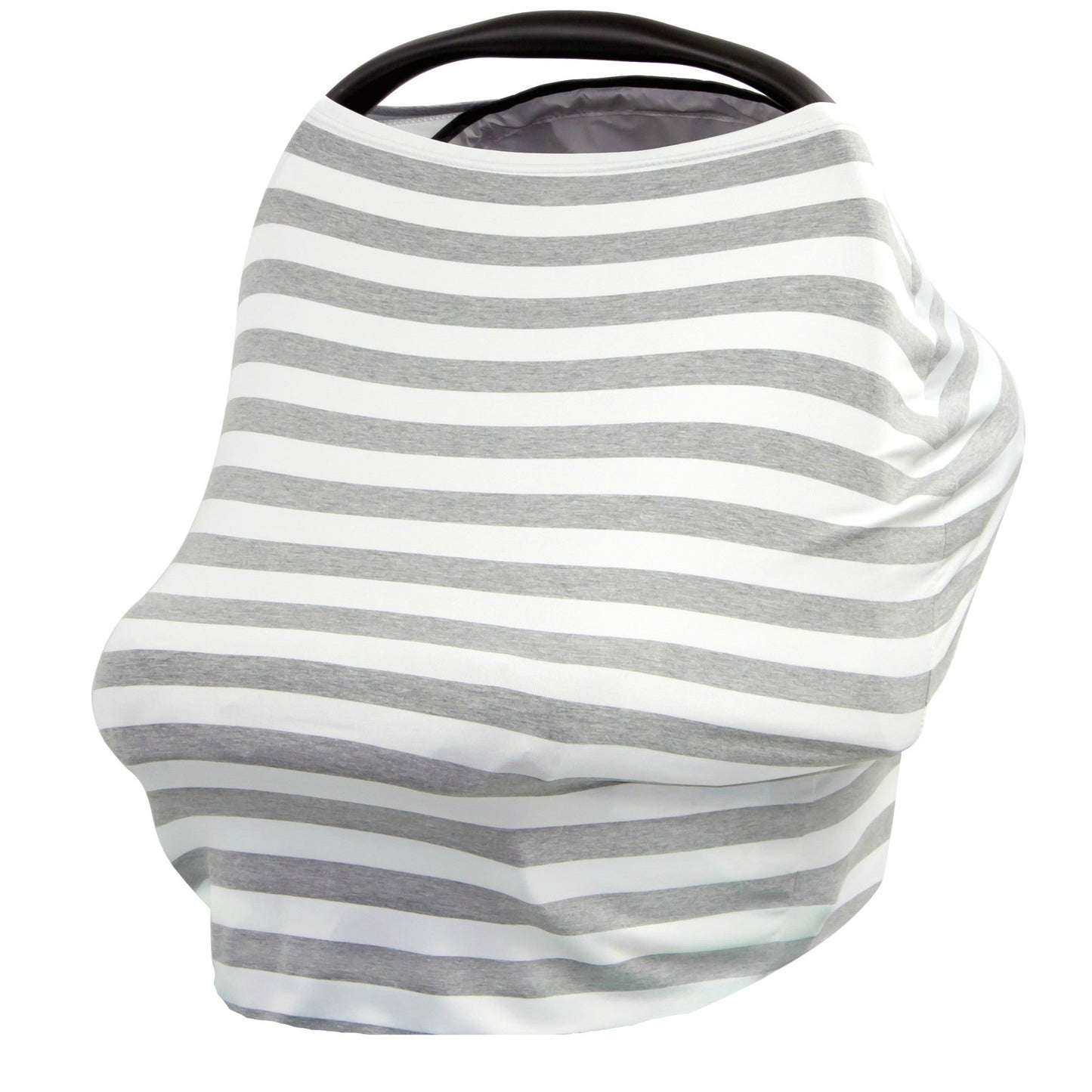 Car Seat Cover, Stroller Cover, Breastfeeding Cover - GRAY & WHITE STRIPE