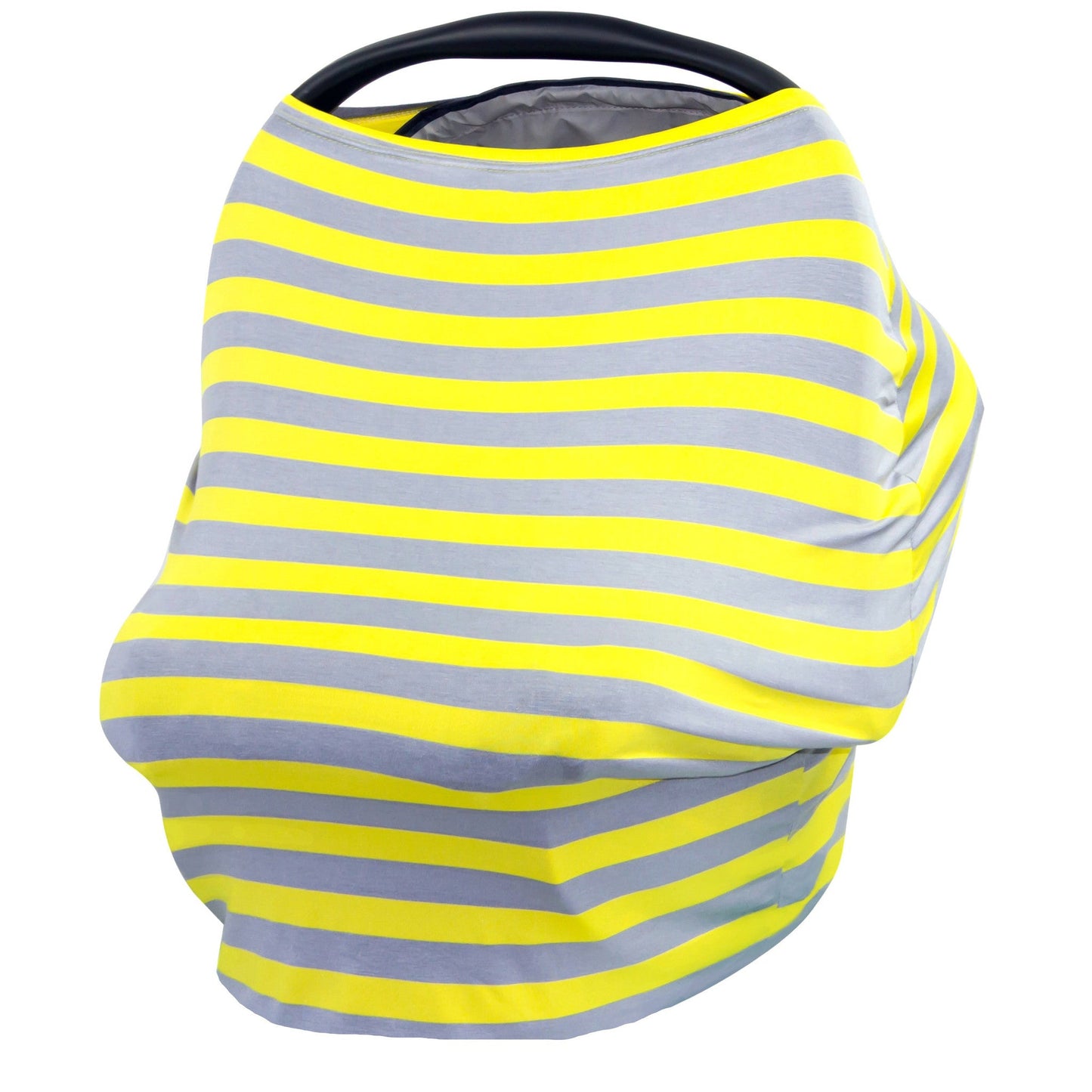 Car Seat Cover, Stroller Cover, Breastfeeding Cover - GRAY & YELLOW STRIPE