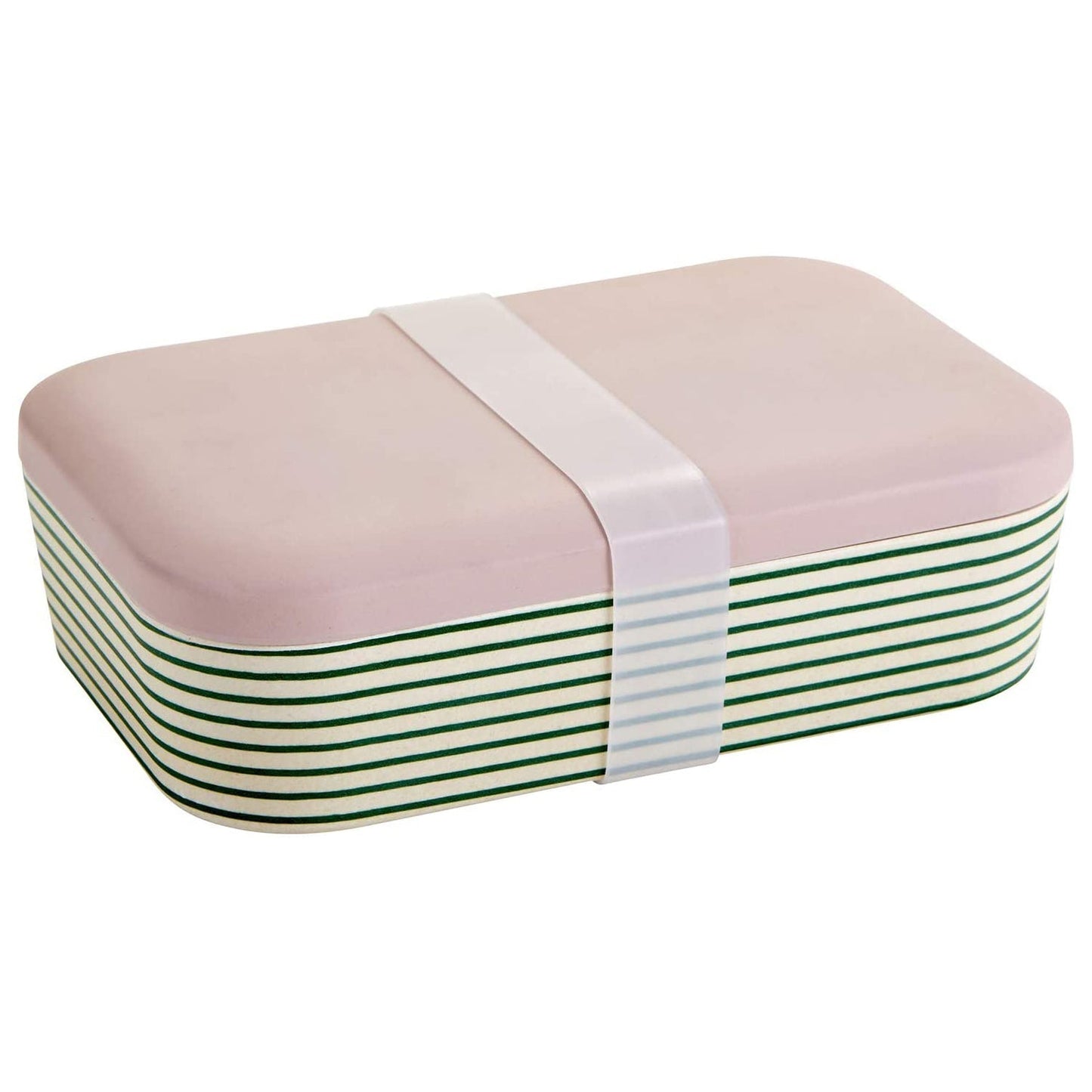 Green Stripes Bamboo Lunch Container| Eco-Friendly and Sustainable | 7.5" x 5" x 2"