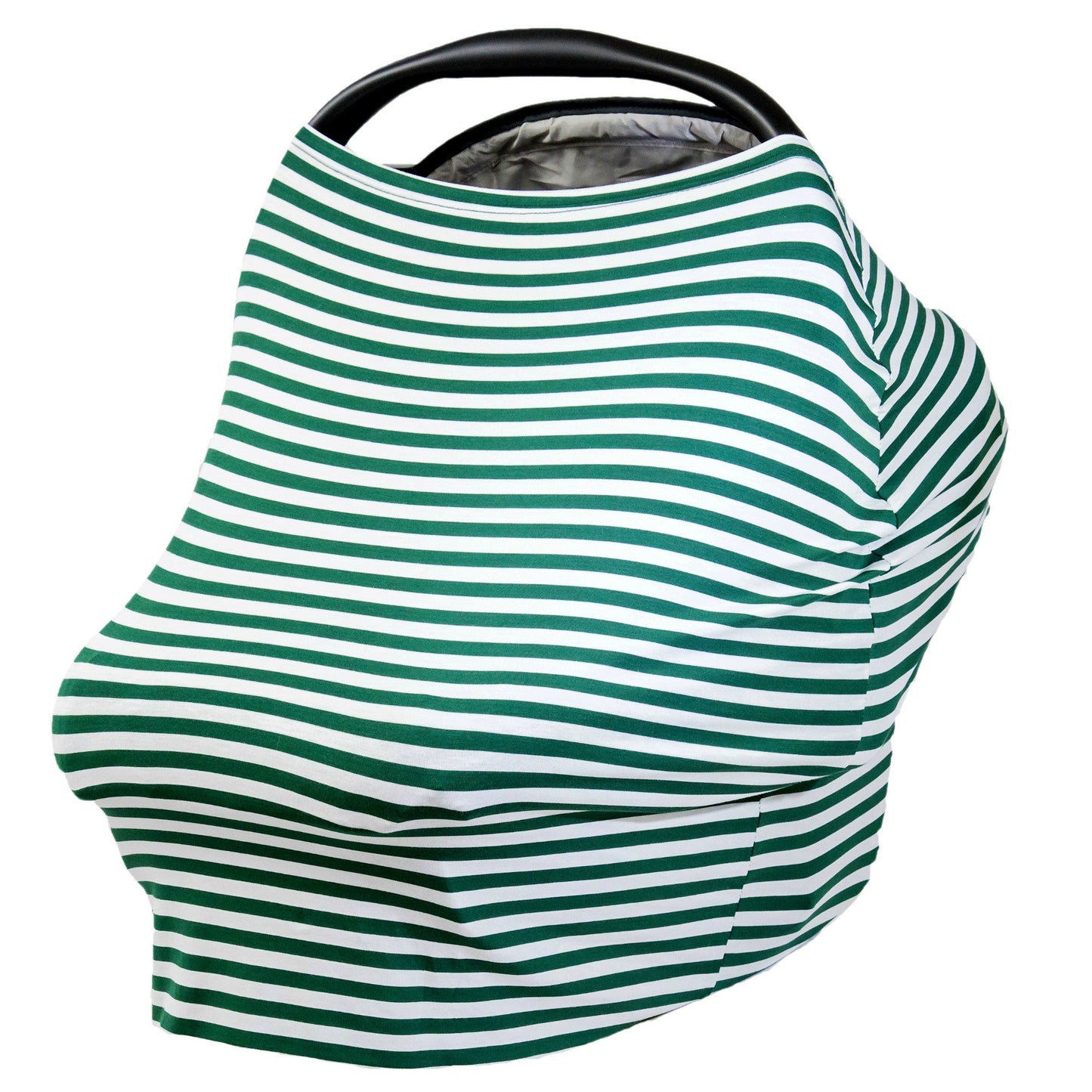 Car Seat Cover, Stroller Cover, Breastfeeding Cover - GREEN & WHITE THIN STRIPE