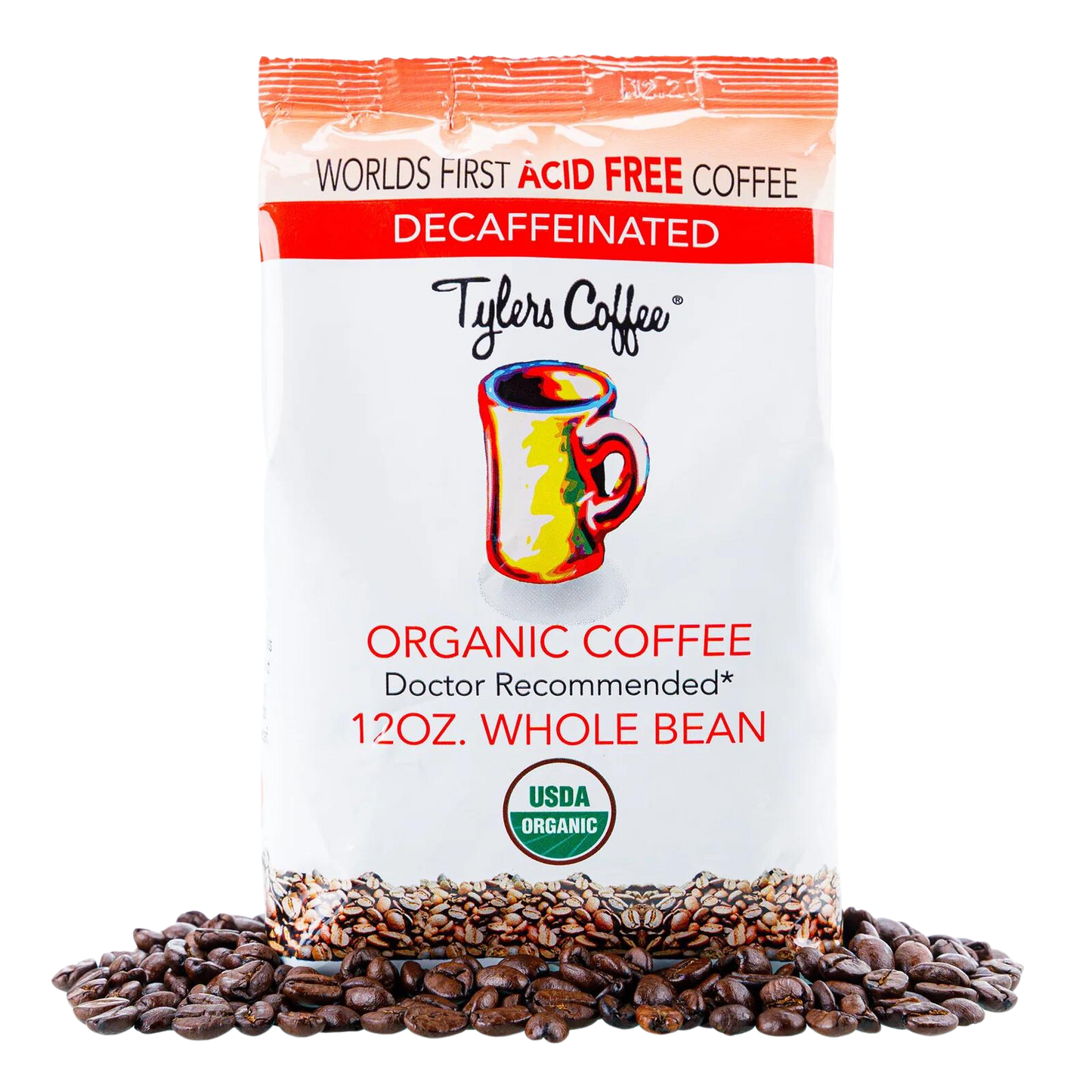 Organic Decaf Whole Bean Acid Free Coffee (12oz Bag)