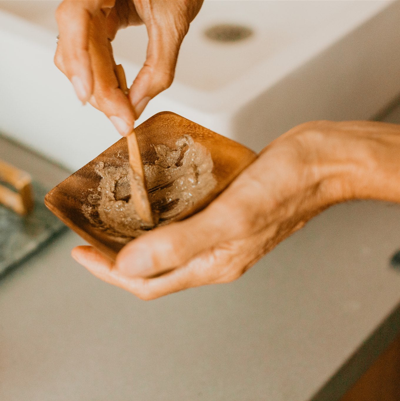 Facial Eco-friendly Bamboo Spoon and Acacia Bowl