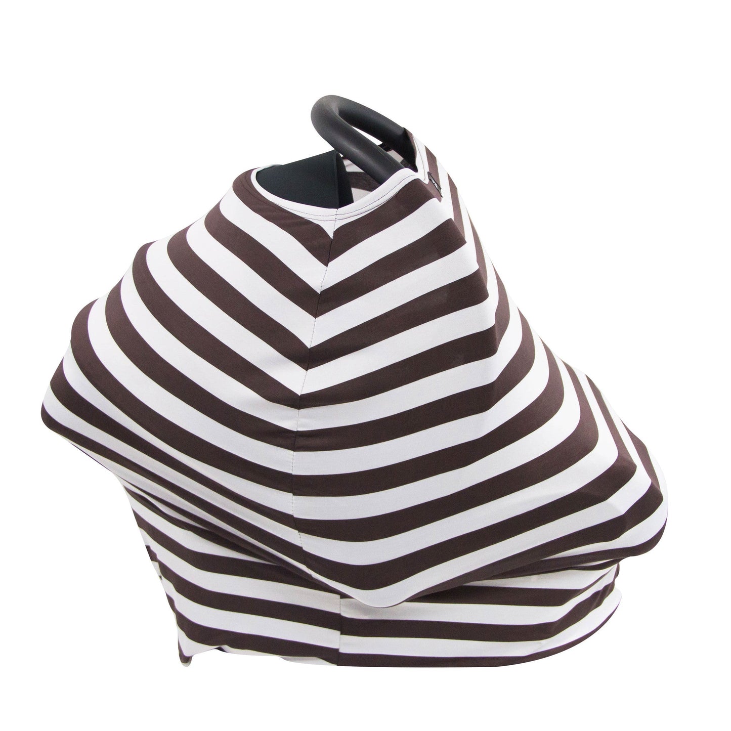 Car Seat Cover, Stroller Cover, Breastfeeding Cover - BROWN & WHITE STRIPE