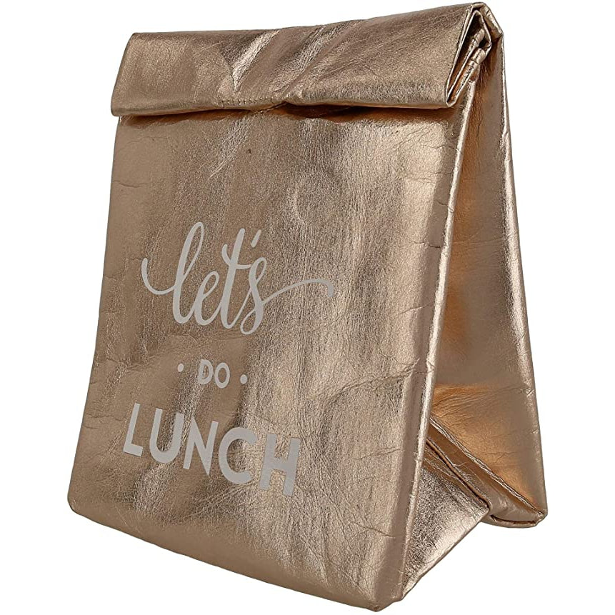 Let's Do Lunch Washable Paper Insulated Bag in Rose Gold | Pack of 2