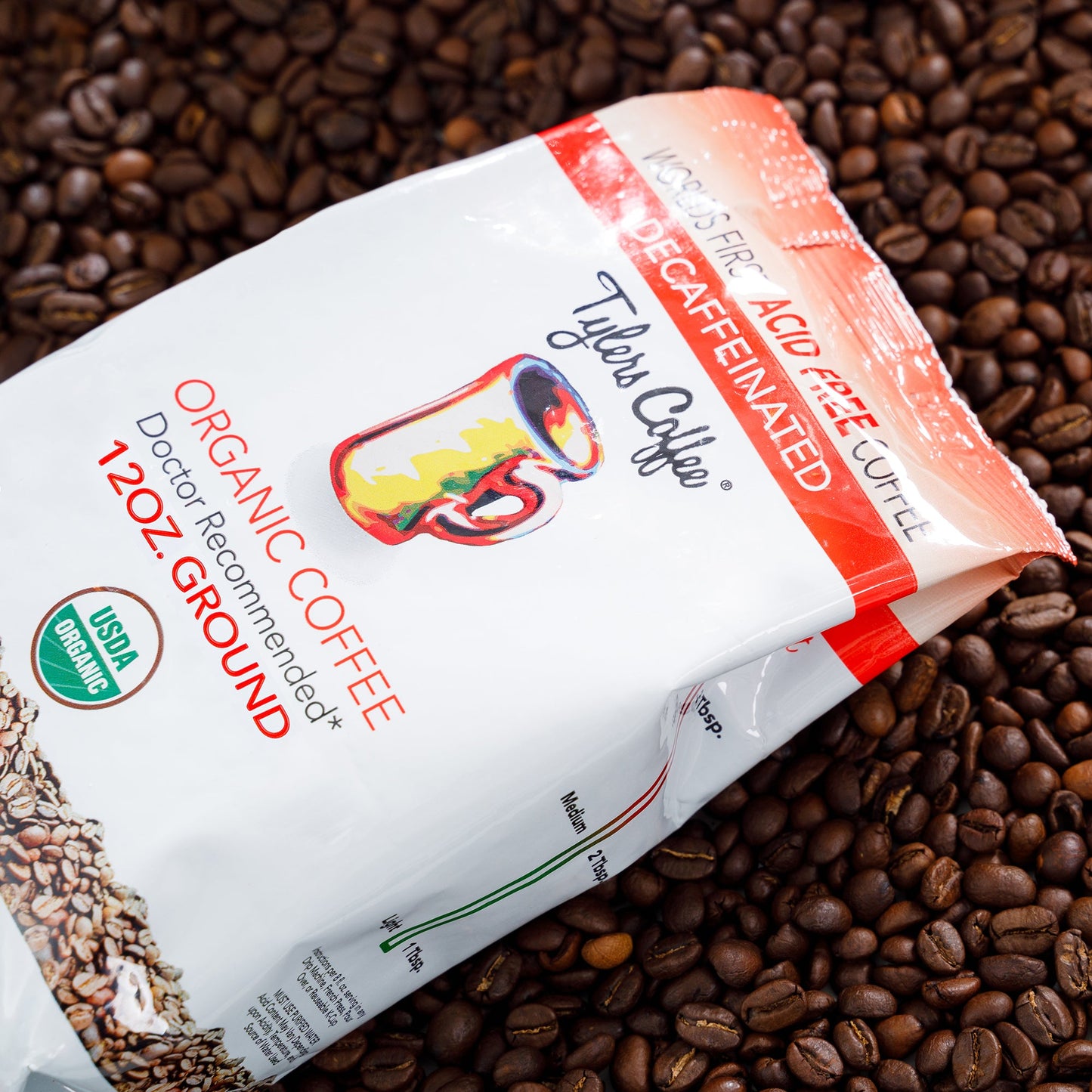 Organic Decaf Whole Bean Acid Free Coffee (12oz Bag)