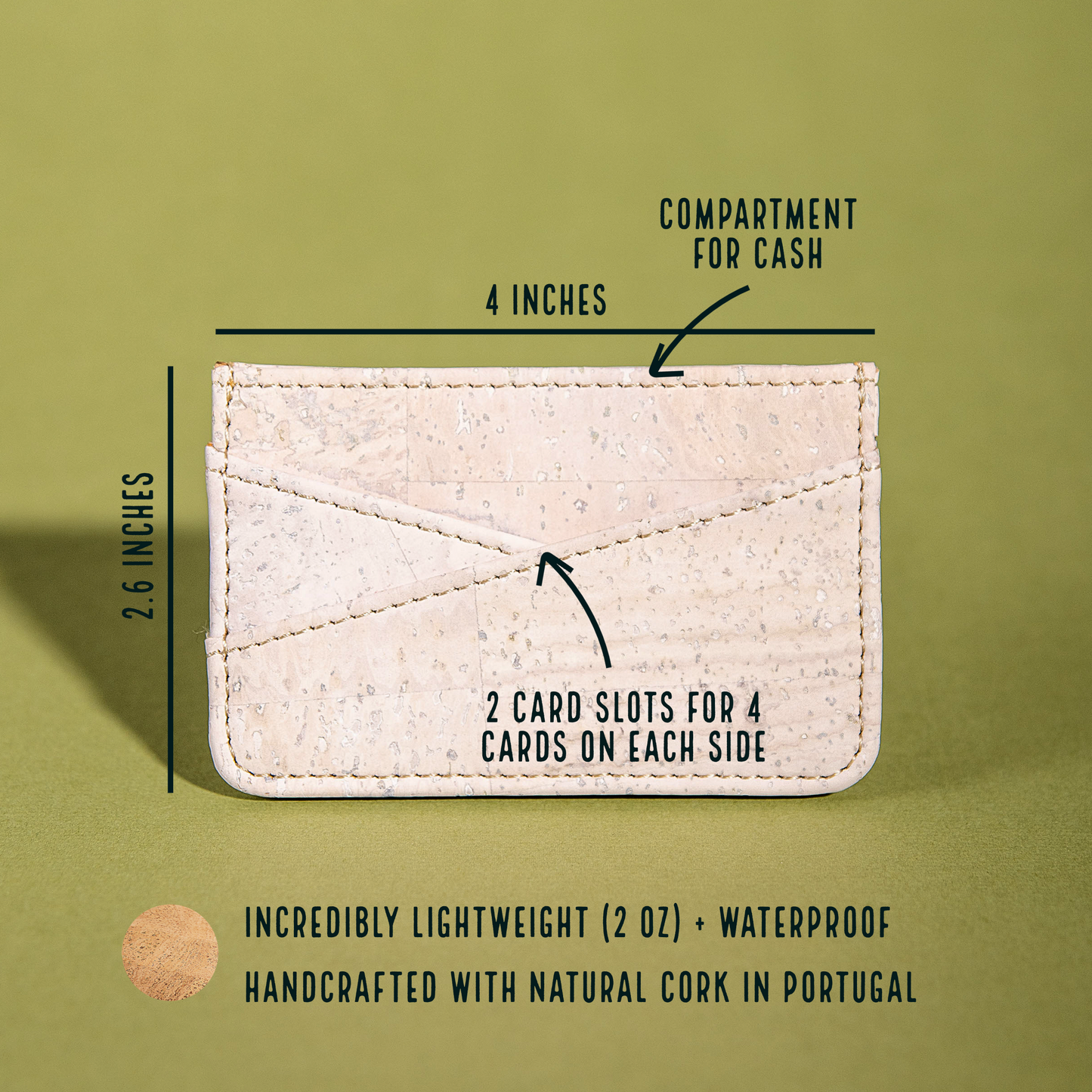 Natural Cork Cardholder, Handmade with Care and Ethics