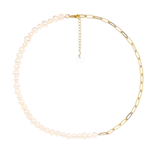 Amara Pearl & Chain Necklace - Gold Plated