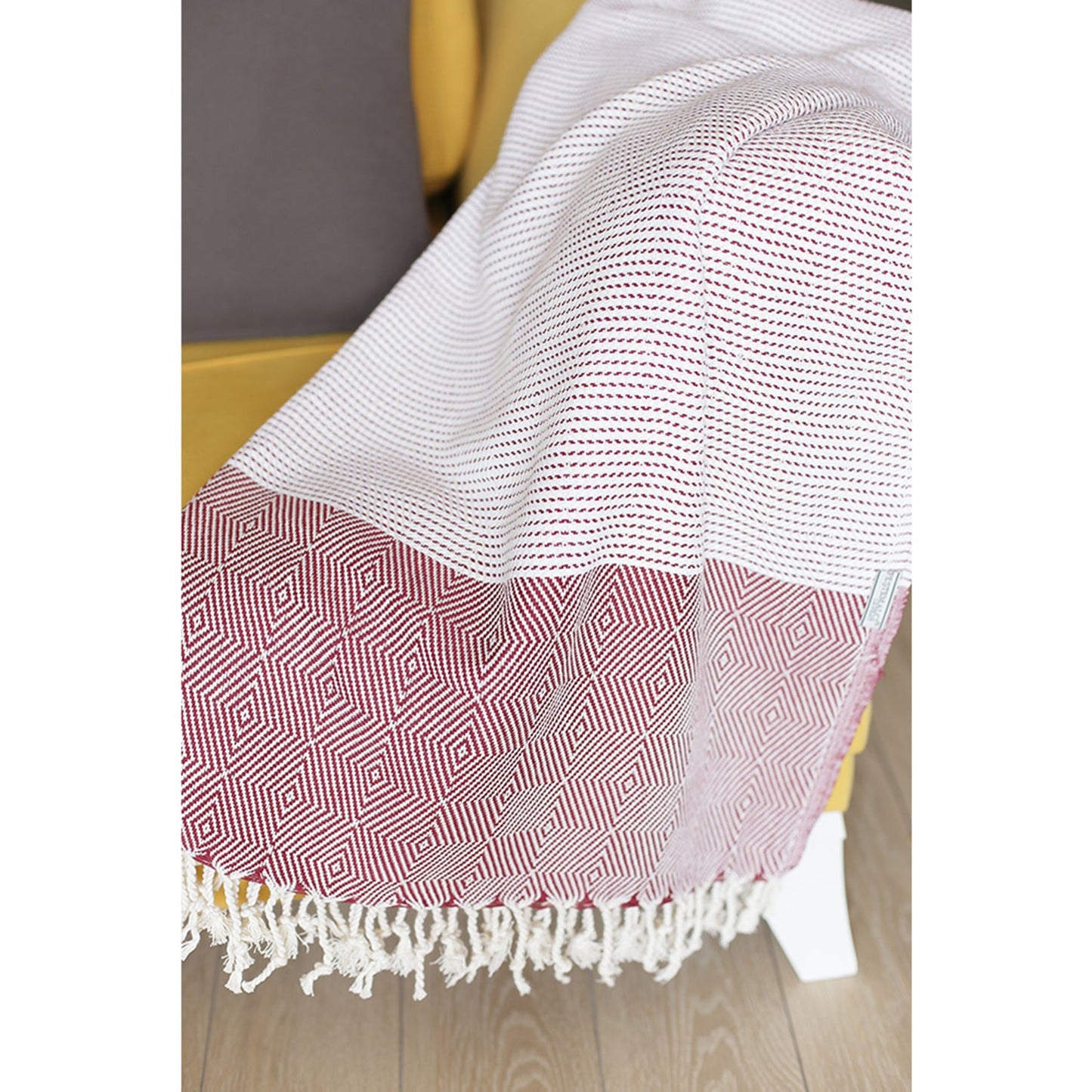 Handwoven Throw Blanket Single 40" x 70" Turkish Cotton 100% with Tassels for Couch, Sofa, Bedding