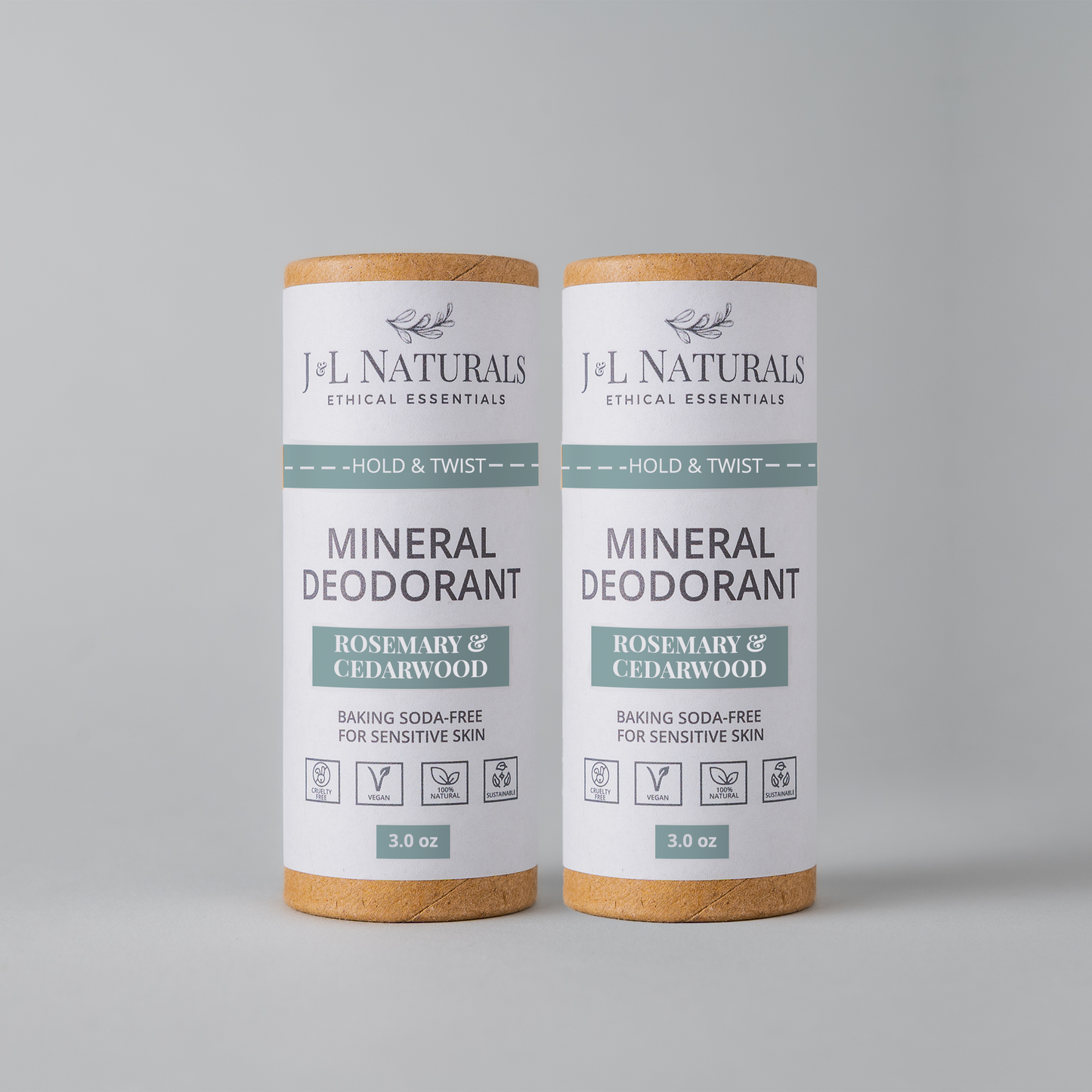 Natural Eco Friendly Mineral (Baking Soda-Free) Deodorant (Duo)