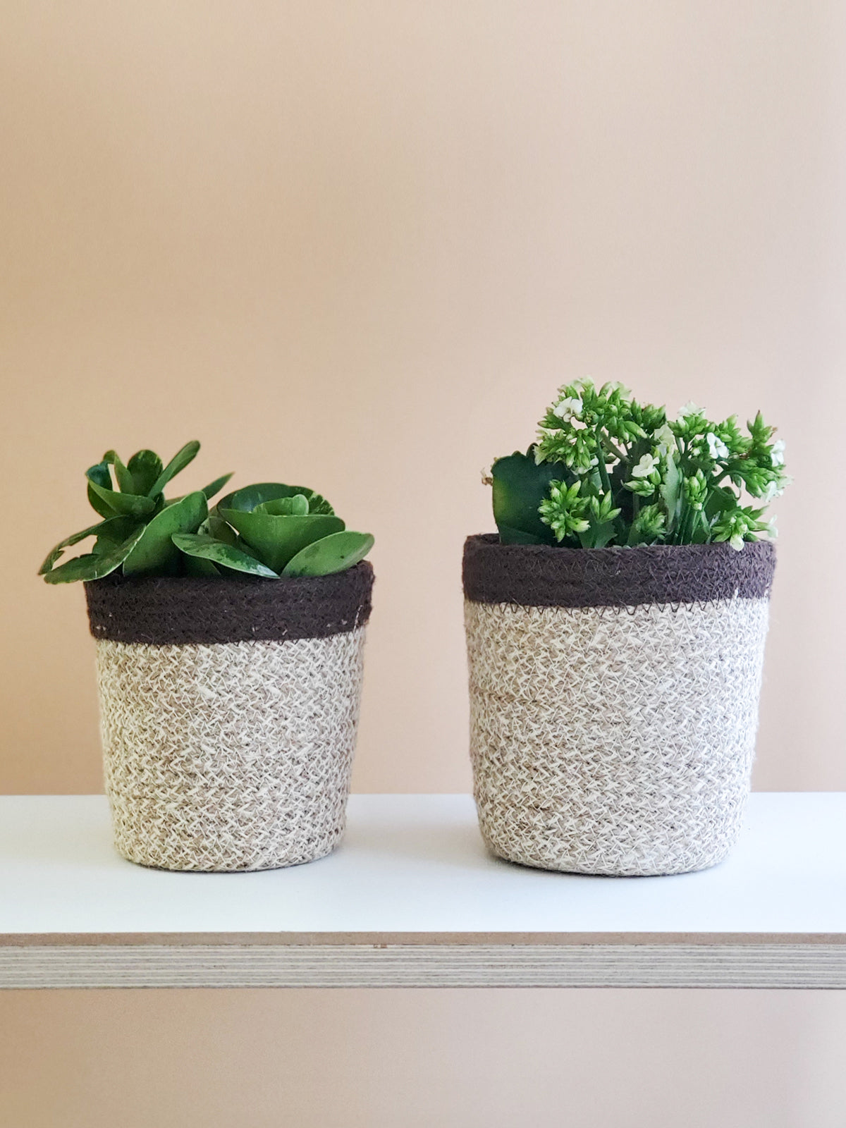 Agora Plant Basket - Brown - sturdy planter woven from soft jute yarn