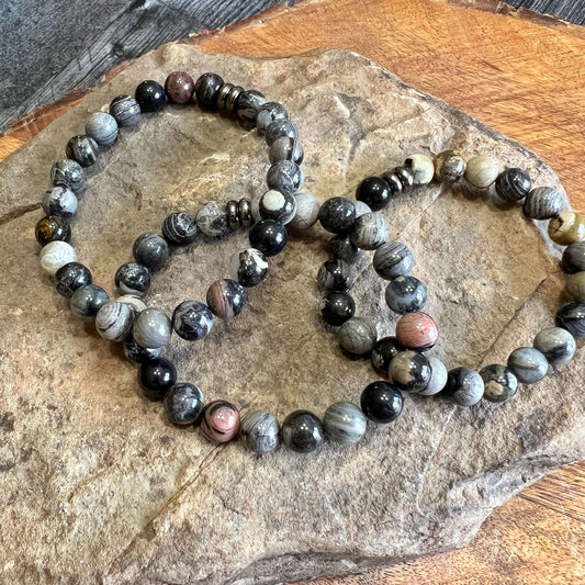 Silver Leaf Jasper Bracelet