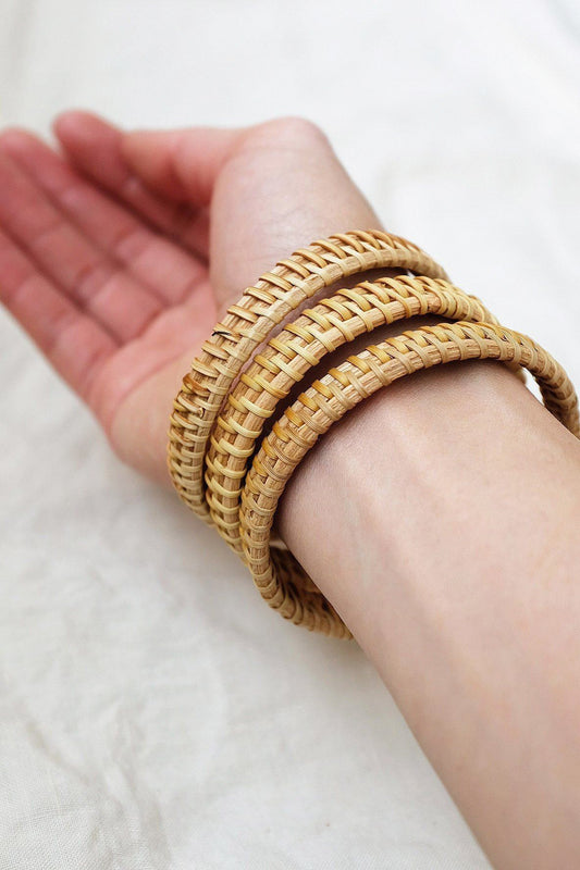 Natural Handwoven Rattan Bangle Bracelet (3pcs)