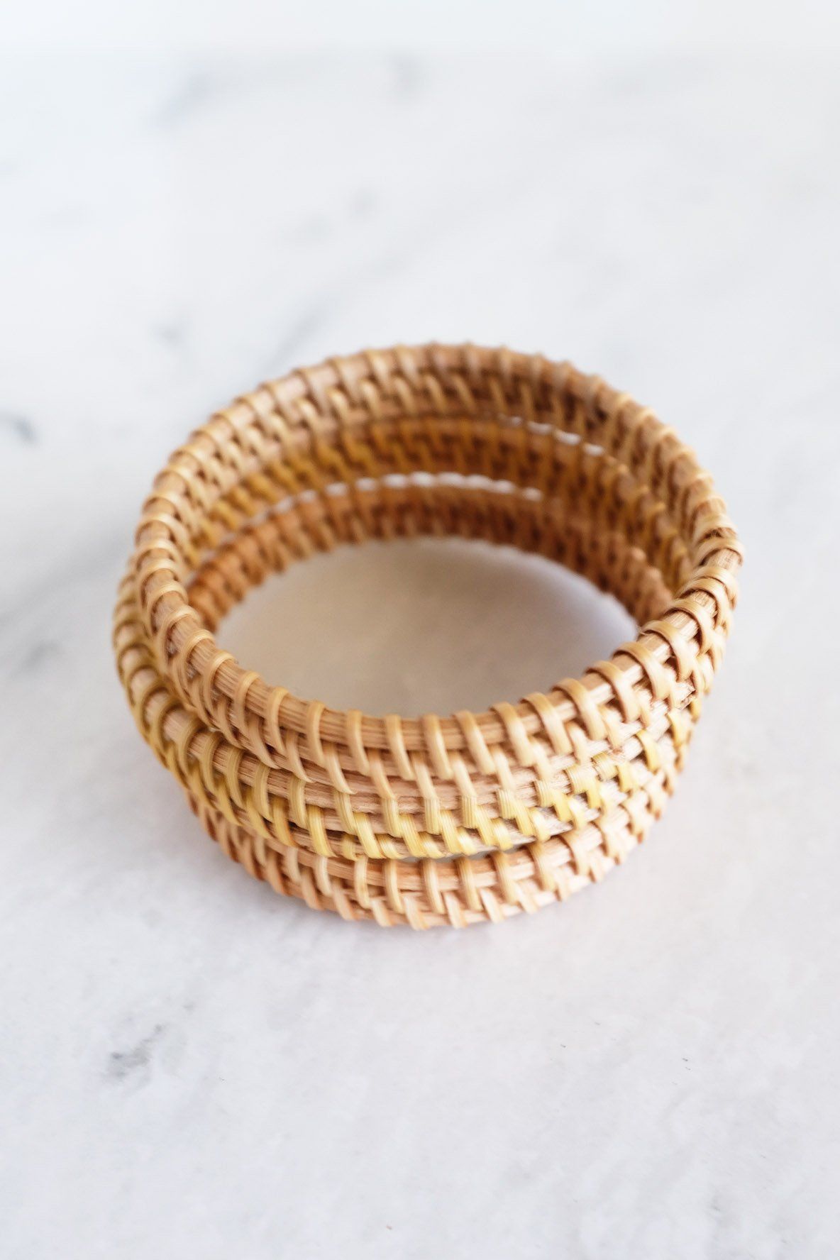 Natural Handwoven Rattan Bangle Bracelet (3pcs)