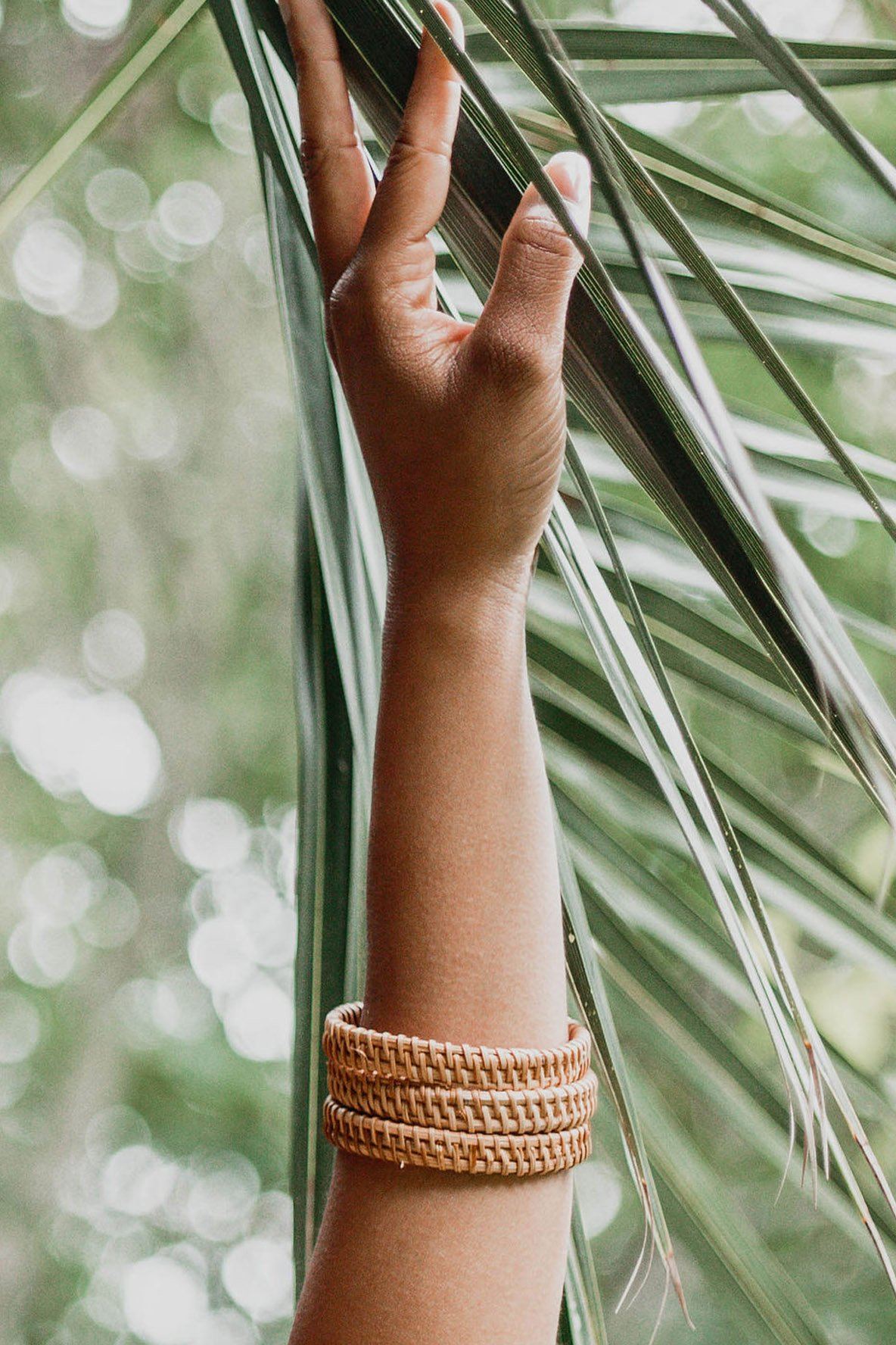 Natural Handwoven Rattan Bangle Bracelet (3pcs)