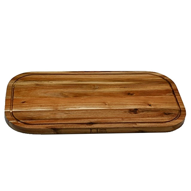 Zavis Green Acacia Wood Serving Rounded Cutting Board With Juice Groove 20" X 11" | Dishwasher Safe