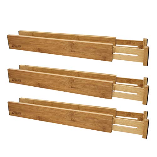 Bamboo Adjustable Spring - Loaded, Stackable Drawer Divider Organizers